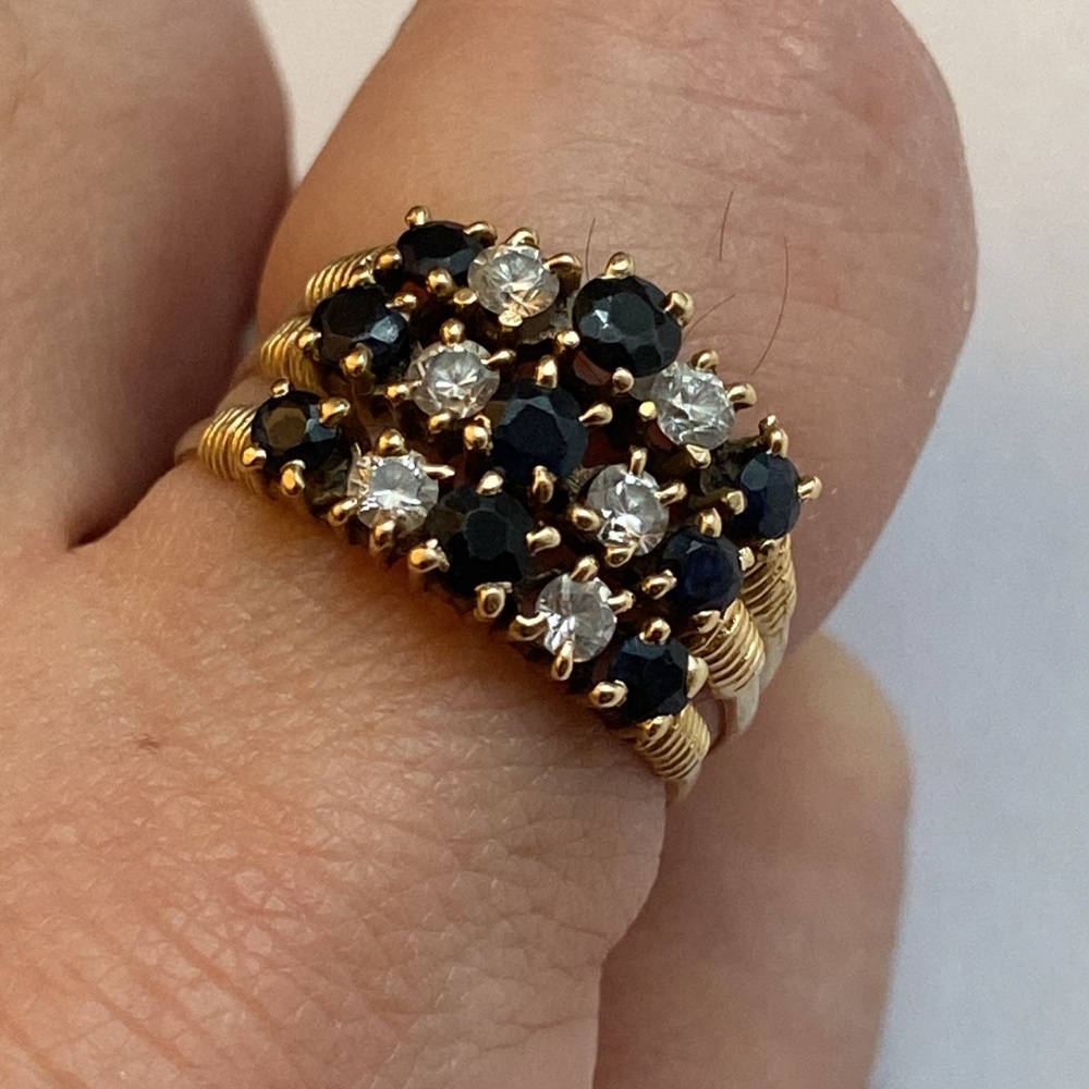 14K 585 Sapphire Triple band Harem ring